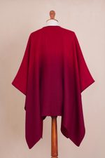 Reversible ombre ruana, 'Andean Vistas in Wine' - Reversible Alpaca Blend Ruana in Tomato and Wine