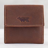 Men's leather coin wallet, 'Esquire in Dark Brown' - Men's Two Compartment Dark Brown Leather Coin Wallet