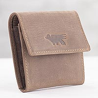 Men's leather coin wallet, 'Esquire in Light Brown' - Men's Two Compartment Light Brown Leather Coin Wallet