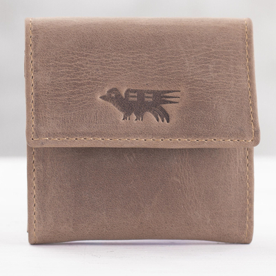 Mens leather coin wallet, Esquire in Light Brown