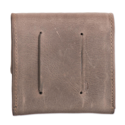 Men's leather coin wallet, 'Esquire in Light Brown' - Men's Two Compartment Light Brown Leather Coin Wallet