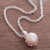 Cultured pearl pendant necklace, 'Peach Bloom' - Peach Cultured Pearl and Sterling Silver Pendant Necklace (image 2b) thumbail