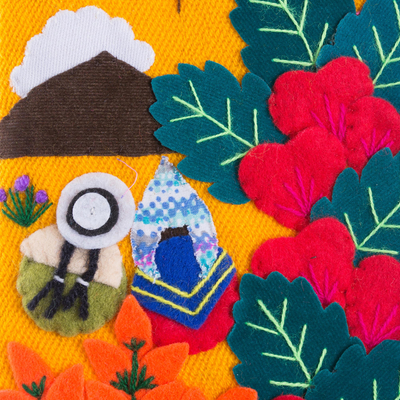 Mini-Umhängetasche mit Applikation - Umhängetasche „Andean Mountain Couple“ aus Baumwollmischung mit Applikation