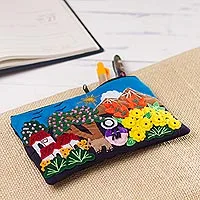 Estuche para lápices con apliques - Estuche para lápices con aplicación de mezcla de algodón Colorful Mountain Home