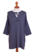 Pima cotton and viscose blend tunic sweater, 'Flirty Blue-Violet' - Pima Cotton and Viscose Blend Sweater in Blue-Violet