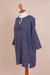 Pima cotton and viscose blend tunic sweater, 'Flirty Blue-Violet' - Pima Cotton and Viscose Blend Sweater in Blue-Violet