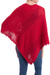 Alpaca blend poncho, 'Dramatic Style' - Red Alpaca Blend Knit Poncho with Hand Crocheted Trim (image 2c) thumbail