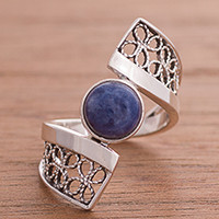 Sodalite filigree cocktail ring, Cosmic Twist in Blue