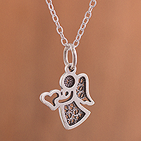 Sterling silver filigree pendant necklace, 'Love and Grace'