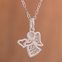 Sterling silver pendant necklace, 'Love and Harmony'