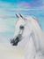 'King of the Snow' - Signed Watercolor Painting of a White Horse from Peru thumbail