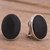 Obsidian clip-on earrings, 'Night Pools' - Oval Obsidian and Sterling Silver Clip-On Button Earrings (image 2b) thumbail
