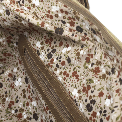 Bolso de mano de algodón con detalles en piel - Bolso de mano de algodón con acento de cuero en beige de Perú