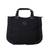 Leather accented cotton handbag, 'Black Sophisticated Companion' - Leather Accent Cotton Handbag in Black from Peru
