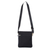 Leather accented cotton handbag, 'Dark and Elegant' - Leather Accent Cotton Handbag in Black from Peru