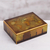 Reverse-painted glass decorative box, 'Cartographer's Treasure' - Golden World Map Reverse-Painted Glass Wood Decorative Box thumbail