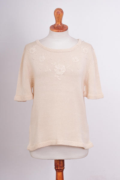 Pima cotton knit top, Sweet Roses