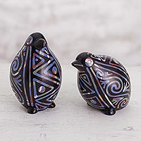 Ceramic figurines, Blue Chulucanas Doves (pair)