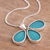Natural leaf pendant necklace, 'Daisy Wings' - Aqua Hydrangea Leaf and Sterling Silver Pendant Necklace