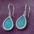 Natural leaf dangle earrings, 'Petal Essence in Aqua' - Aqua Hydrangea Leaf Sterling Silver Teardrop Dangle Earrings (image 2b) thumbail