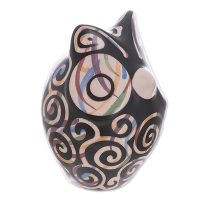 Chulucanas Ceramic Owl Figurine from Peru