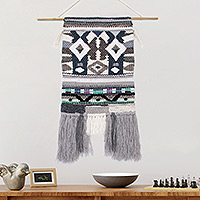 Wool tapestry, 'Andean Steps' - Handwoven Wool Tapestry in Brown from Peru
