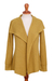 Alpaca blend cardigan, 'Filtered Sunlight' - Mustard Alpaca Blend Shawl Collar Cardigan Sweater (image 2a) thumbail