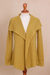 Alpaca blend cardigan, 'Filtered Sunlight' - Mustard Alpaca Blend Shawl Collar Cardigan Sweater (image 2d) thumbail