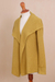 Alpaca blend cardigan, 'Filtered Sunlight' - Mustard Alpaca Blend Shawl Collar Cardigan Sweater (image 2e) thumbail