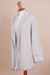 Chaqueta suéter en mezcla de alpaca - Cárdigan de ajuste relajado en mezcla de alpaca gris y blanco roto