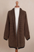 Alpaca blend cardigan, 'Hickory Coffee' - Brown and Black Alpaca Blend Relaxed Fit Cardigan Sweater thumbail