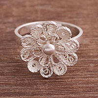 Sterling silver filigree cocktail ring, 'Exquisite Blossom'