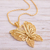 Gold plated sterling silver filigree pendant necklace, 'Gold Butterfly' - Gold Plated Sterling Silver Filigree Butterfly Necklace (image 2b) thumbail