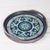 Reverse-painted glass tray, 'Floral Intricacy in Steel' - Steel-Tone Reverse-Painted Glass Tray from Peru (image 2) thumbail