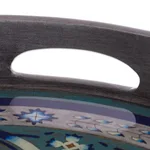 Reverse-painted glass tray, 'Floral Intricacy in Steel' - Steel-Tone Reverse-Painted Glass Tray from Peru