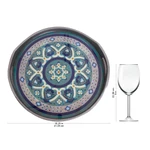 Reverse-painted glass tray, 'Floral Intricacy in Steel' - Steel-Tone Reverse-Painted Glass Tray from Peru