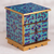 Reverse painted glass jewelry box, 'Blue Intricacy' - Reverse Painted Glass Jewelry Box in Blue from Peru (image 2) thumbail