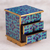 Reverse painted glass jewelry box, 'Blue Intricacy' - Reverse Painted Glass Jewelry Box in Blue from Peru (image 2b) thumbail