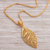 Gold plated sterling silver filigree pendant necklace, 'Mystery of the Forest' - 24k Gold Plated Sterling Silver Leaf Pendant Necklace (image 2b) thumbail