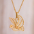 Gold plated sterling silver filigree pendant necklace, 'Peace and Grace' - Gold Plated Sterling Silver Filigree Dove Necklace from Peru thumbail