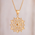 Gold plated sterling silver filigree pendant necklace, 'Gleaming Mandala' - 24k Gold Plated Sterling Silver Filigree Mandala Necklace thumbail