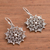 Sterling silver filigree dangle earrings, 'Dark Mandalas' - Dark Sterling Silver Filigree Mandala Earrings from Peru (image 2b) thumbail