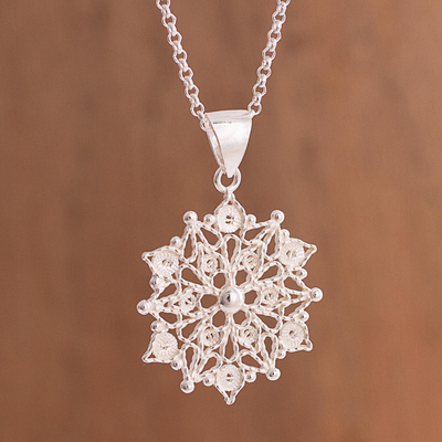 Sterling silver filigree pendant necklace, Gleaming Mandala