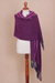 Alpaca blend shawl, 'Artisanal Majesty' - Handwoven Alpaca Blend Shawl in Purple from Peru thumbail