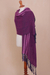 Alpaca blend shawl, 'Artisanal Majesty' - Handwoven Alpaca Blend Shawl in Purple from Peru (image 2b) thumbail