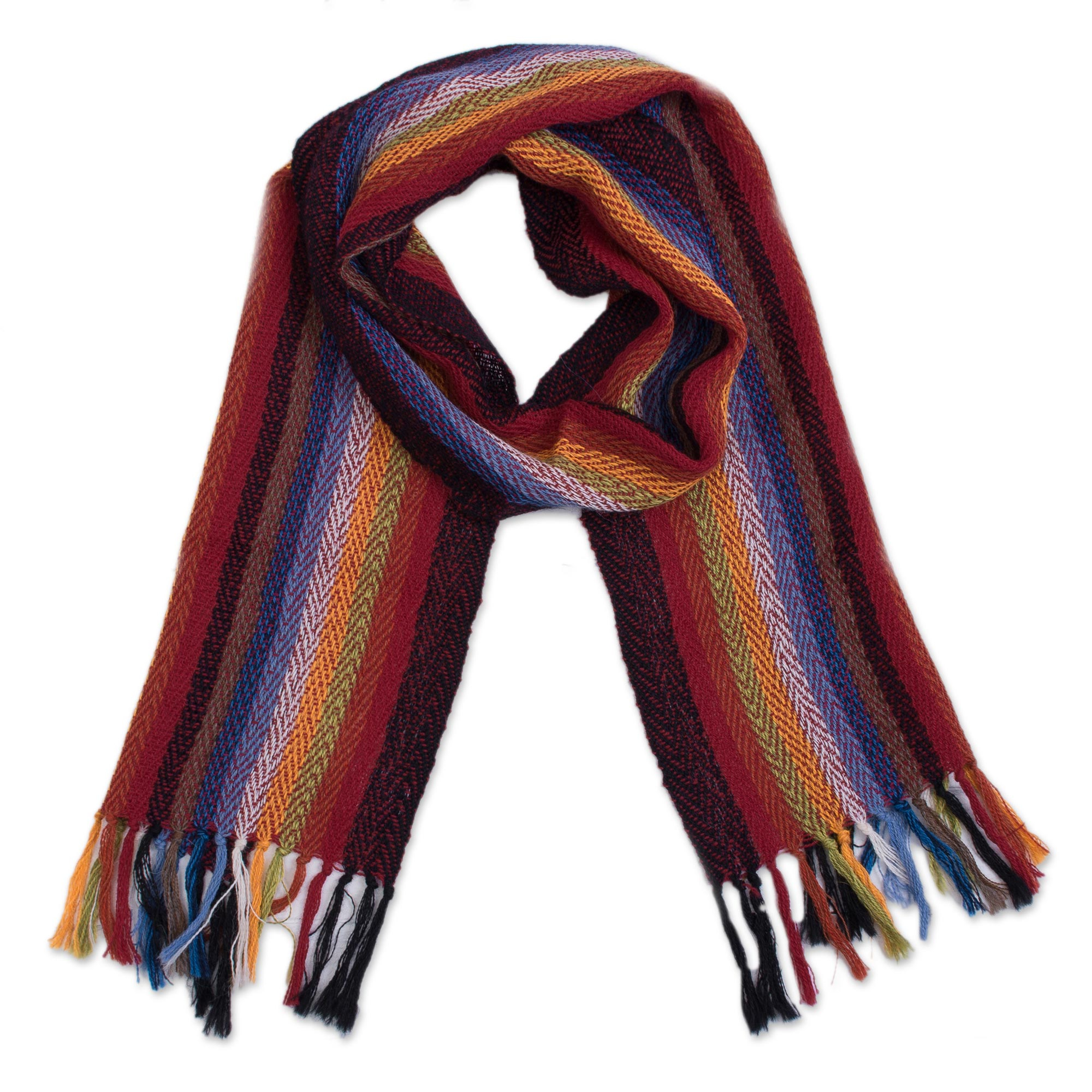 UNICEF Market | Rainbow 100% Alpaca Striped Scarf from Peru - Andean ...