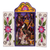 Ceramic and wood retablo, 'Adoration of Baby Jesus' - Ceramic and Wood Dance-Themed Retablo from Peru