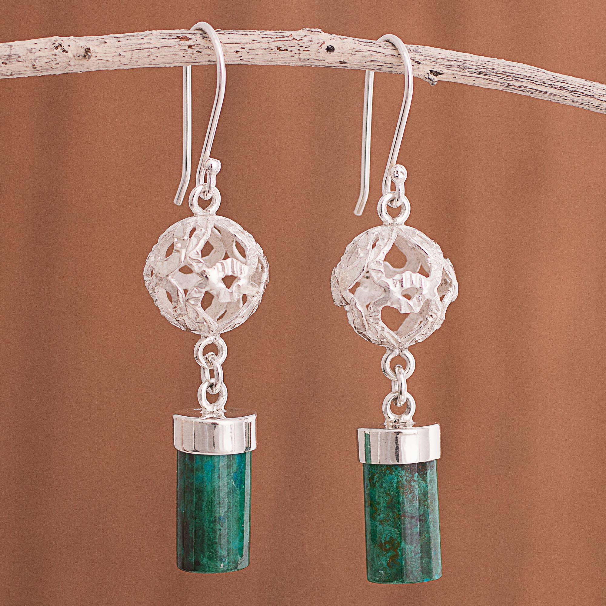Chrysocolla Dangle Earrings Crafted In Peru Sweet Whisper Chrysocolla Dangle Earrings Crafted In Peru Sweet Whisper