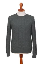 Men's 100% alpaca pullover, 'Moss Ropes' - Men's Knit 100% Alpaca Pullover in Moss from Peru