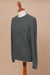 Men's 100% alpaca pullover, 'Moss Ropes' - Men's Knit 100% Alpaca Pullover in Moss from Peru (image 2d) thumbail